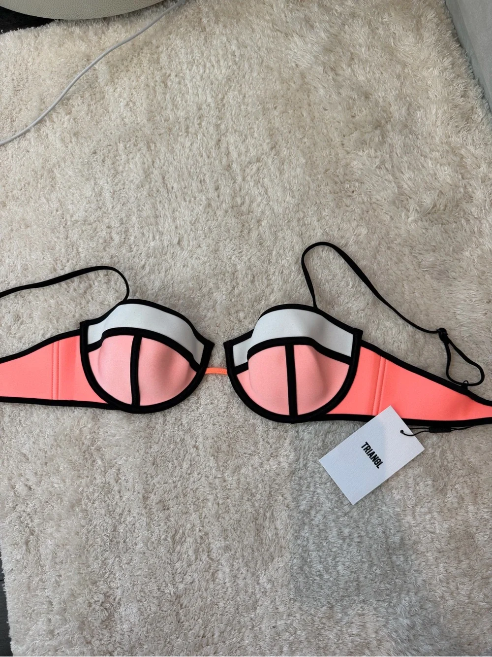 Triangl swimwear Coral-Peach & Black Neoprene Bikini